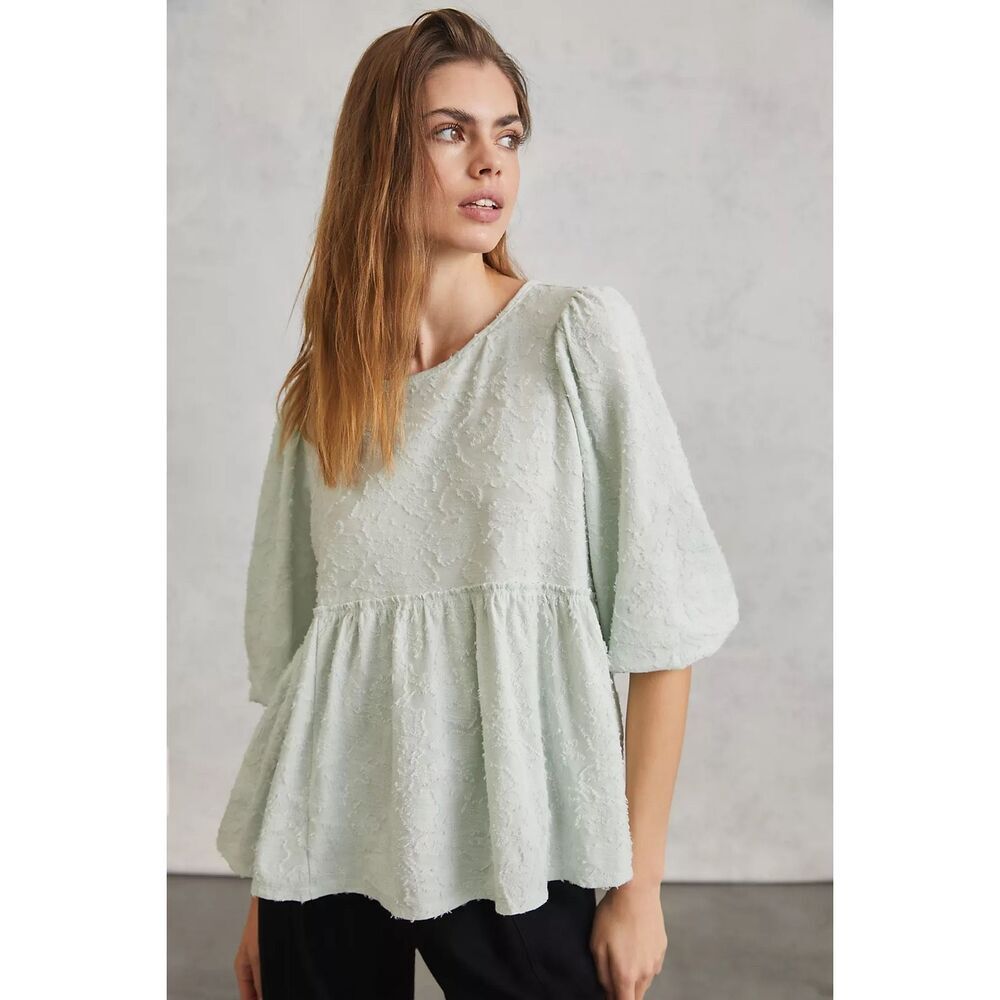 By Anthropologie Amorina‎ Babydoll Top Mint Size Small